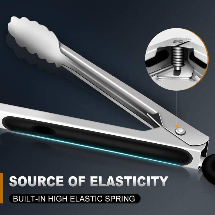 Tongs for Cooking - Heat Resistant 600 Degrees Stainless Steel Kitchen Tong,Heavy Duty Metal Locking Tongs - Perfect for Food,Salad and BBQ Set of 3 (7",9" and 12") Dishwasher